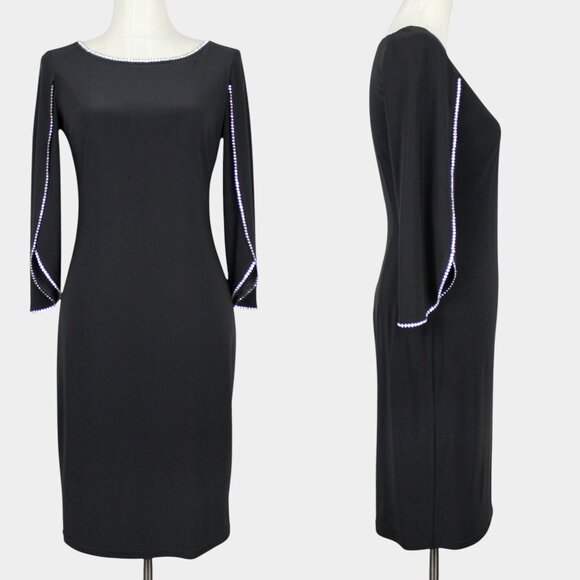 Joseph Ribkoff Dresses & Skirts - Joseph Ribkoff Black Midi Dress with Rhinestone Trim